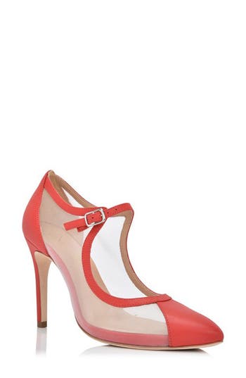 Joan Oloff Rebecca Mesh Pump In Red Hot Lux Nappa/mesh