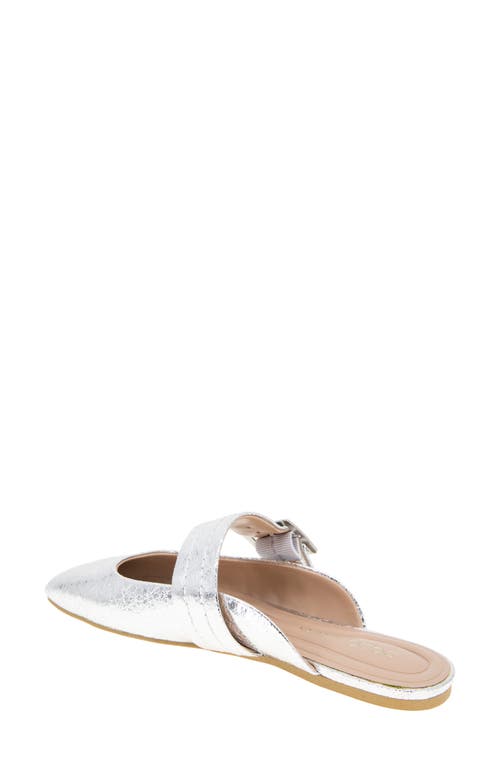 Bcbgeneration Women's Hope Square Toe Buckle Slide Flat Mules In Silver