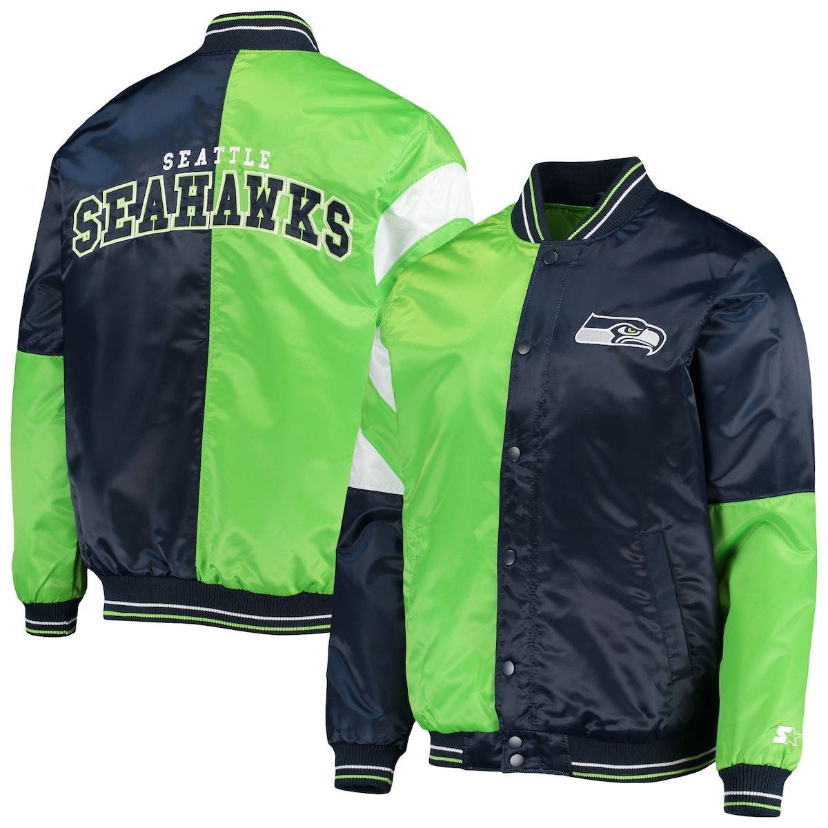 Men's Seattle Seahawks G-III Sports by Carl Banks College Navy/Heathered  Charcoal Fast Pace Reversible Full-Zip Jacket