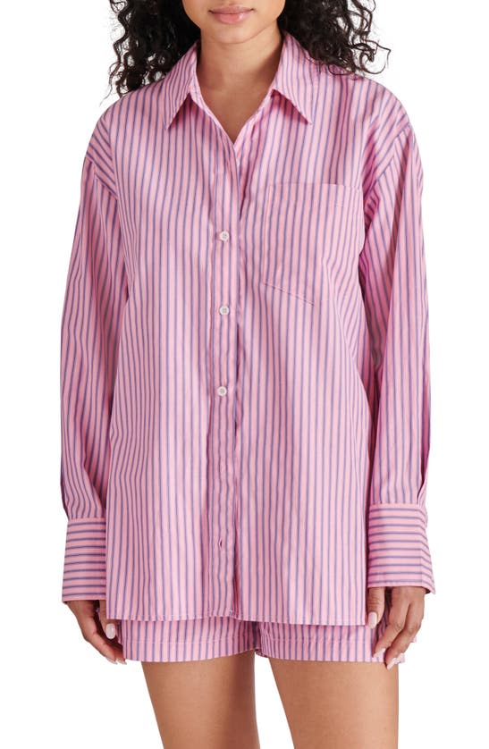 Shop Steve Madden Murphy Stripe Button-up Shirt In Pink