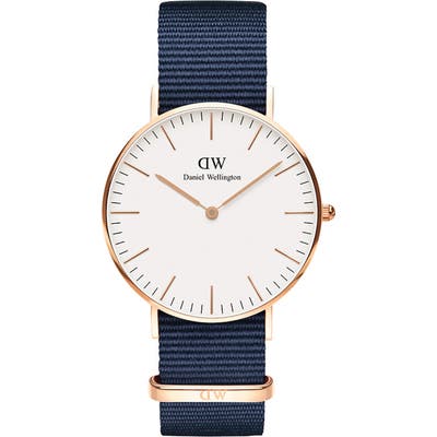 Daniel Wellington Classic Bayswater Nylon Strap Watch,