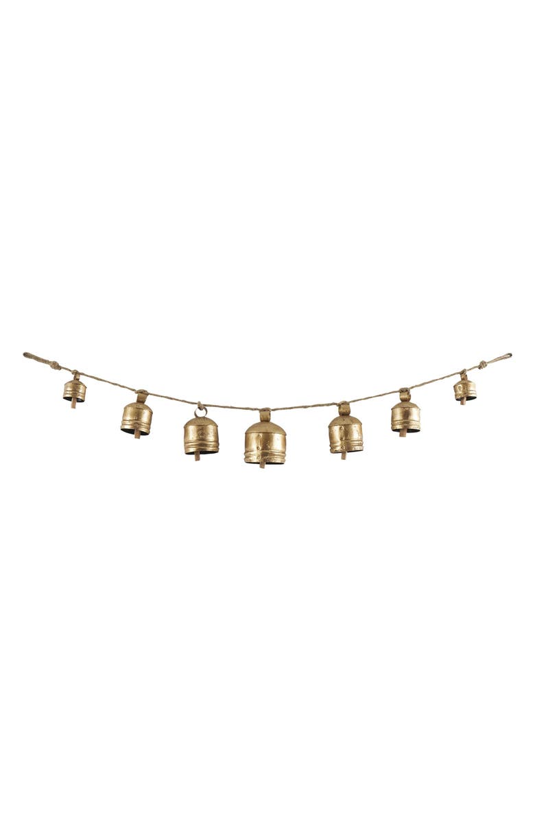 WILLOW ROW Bohemian Metal Cow Bell Garland, Main, color, Gold