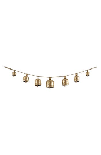 Willow Row Bohemian Metal Cow Bell Garland In Gold