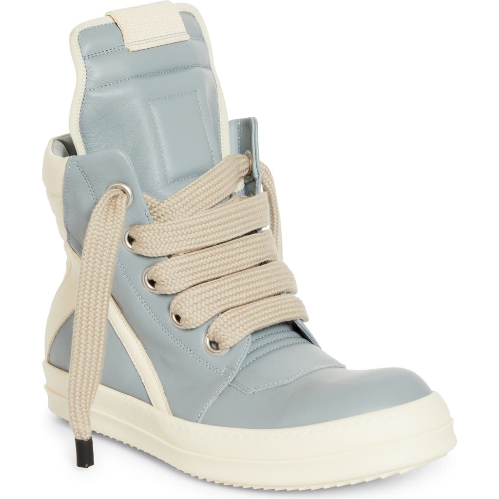 Rick Owens Geobasket High Top Sneaker In Pale Blue/milk/pearl