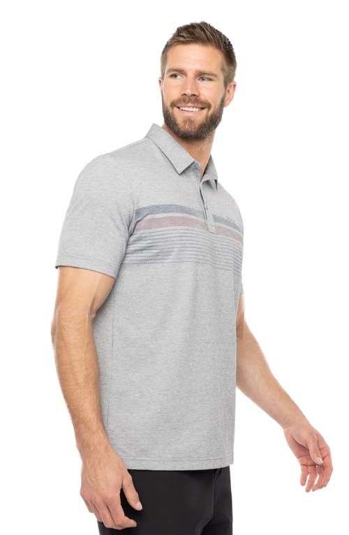 Travismathew Captain's Table Stripe Piqué Polo In Heather Med Grey