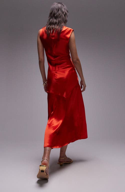 Shop Topshop Cowl Neck Satin Midi Dress In Red