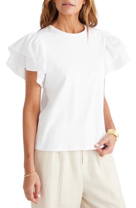 Shop Brave + True Gigi Ruffle Sleeve Cotton Top In White
