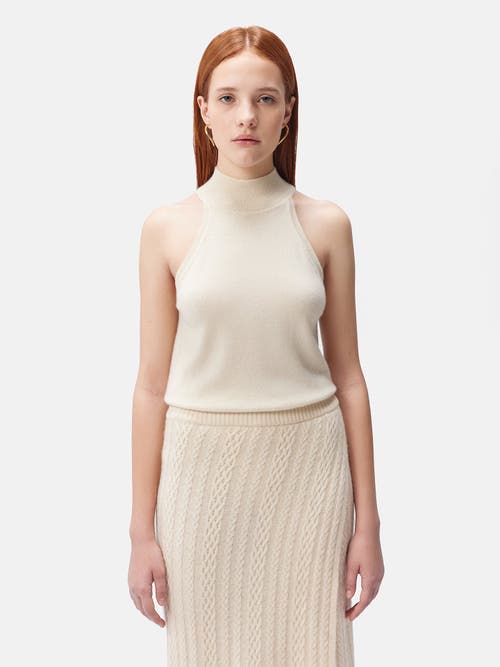 Gobi Mongolian Cashmere Organic Color Cashmere Turtleneck Top In Off White