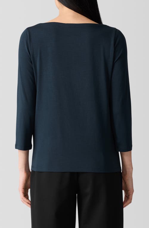 Shop Eileen Fisher Jersey Boat Neck Top In Deep Adriatic