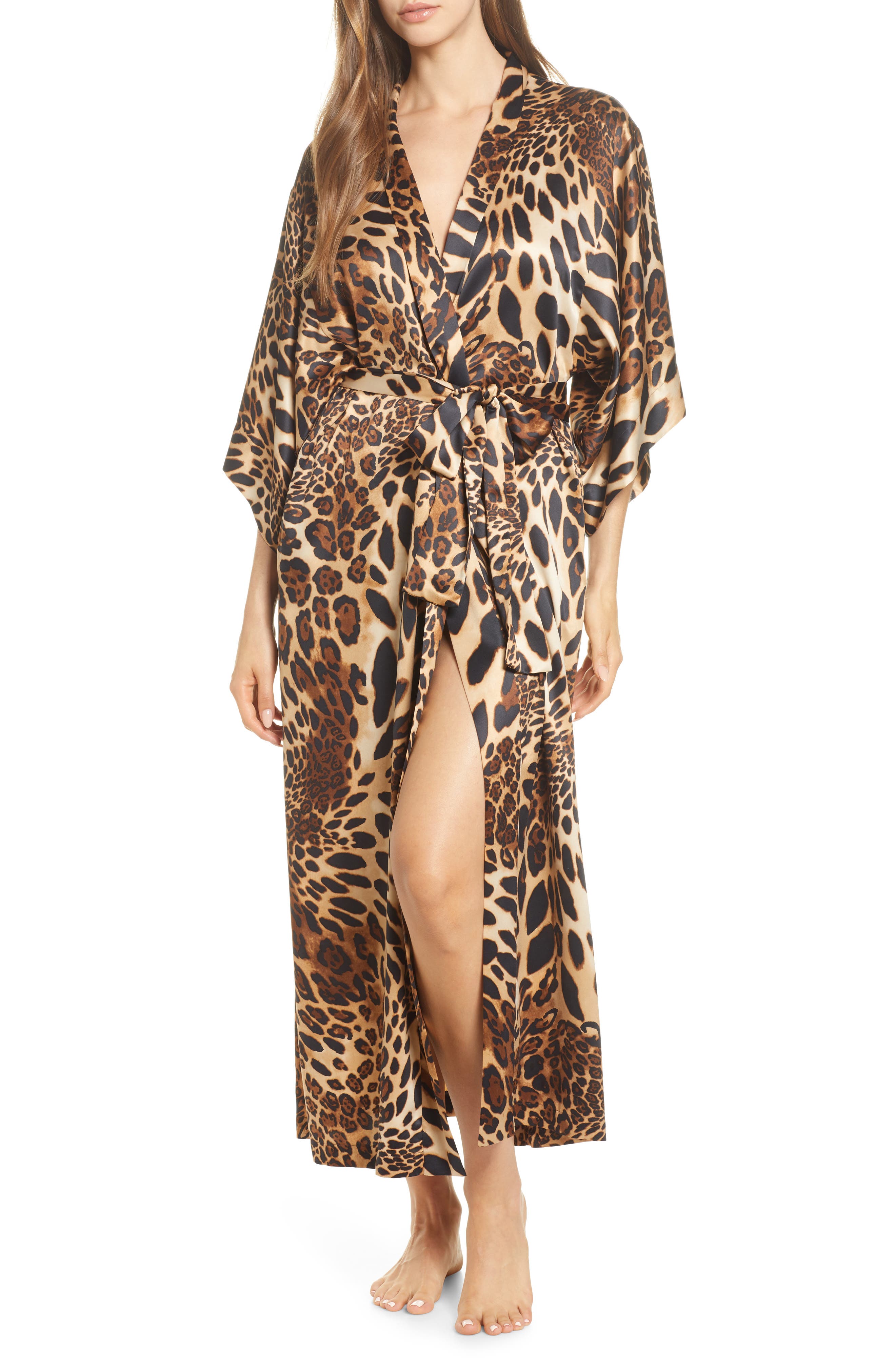 silk leopard robe