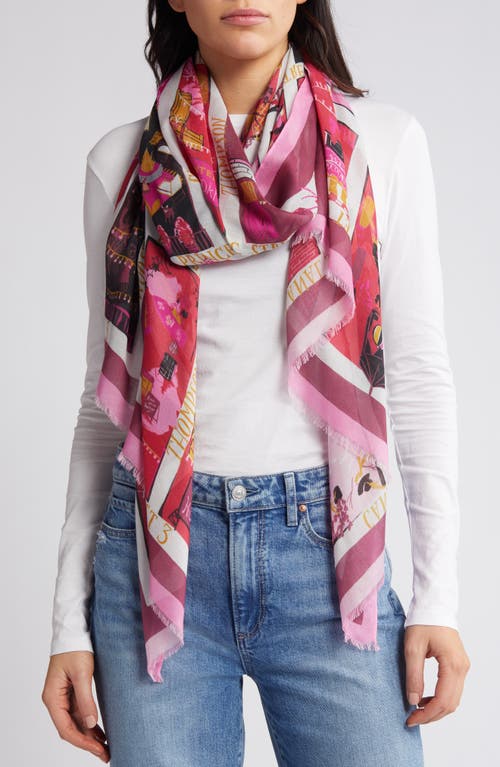 Kate Spade New York Holiday Rooftops Oblong Scarf In Pink/red