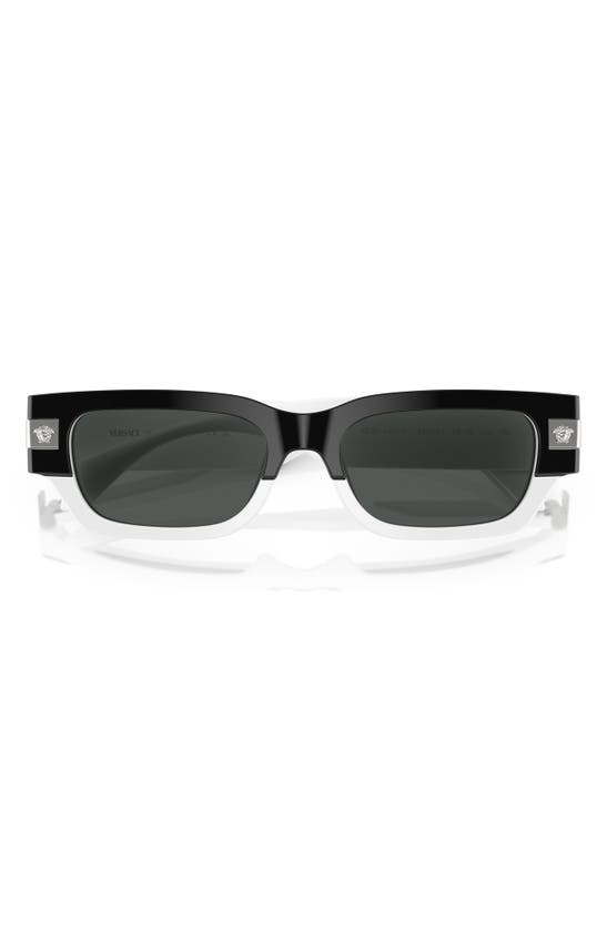 Shop Versace 53mm Rectangular Sunglasses In Dark Grey