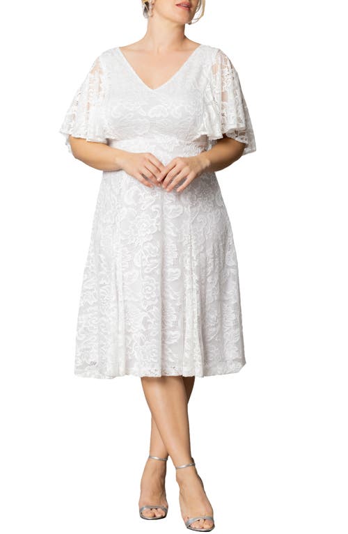 Kiyonna Genevieve Stretch Lace Cocktail Dress Pearl at Nordstrom,