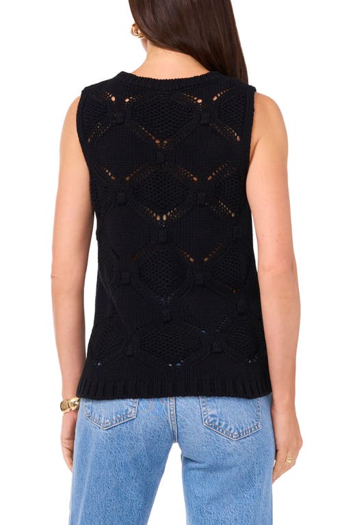 VINCE CAMUTO VINCE CAMUTO OPEN STITCH SLEEVELESS COTTON BLEND SWEATER 