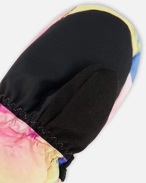 DEUX PAR DEUX DEUX PAR DEUX GIRL'S TECHNICAL MITTENS PRINTED MULTICOLOR