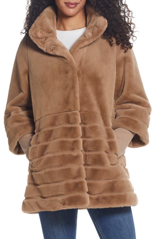 Water Resistant Faux Fur Jacket in Camel