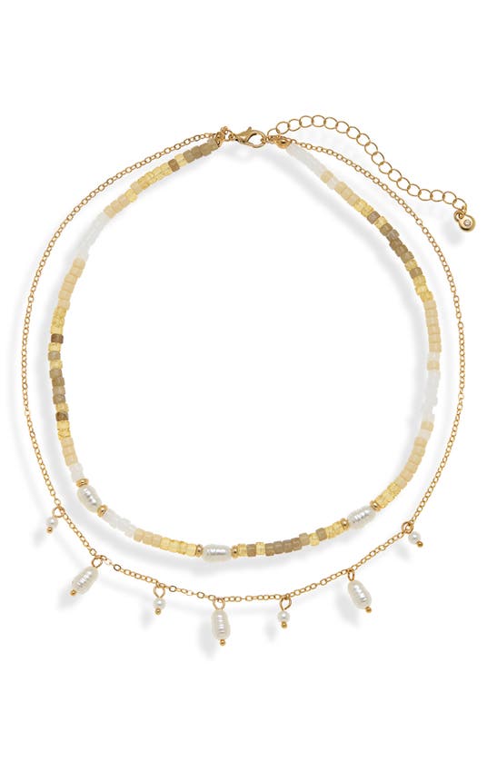 Shop Melrose And Market Faux Pearl Layered Necklace In Neutral Multi- Gold