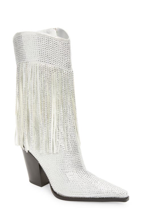 Blythe Pointed Toe Western Boot in Silver