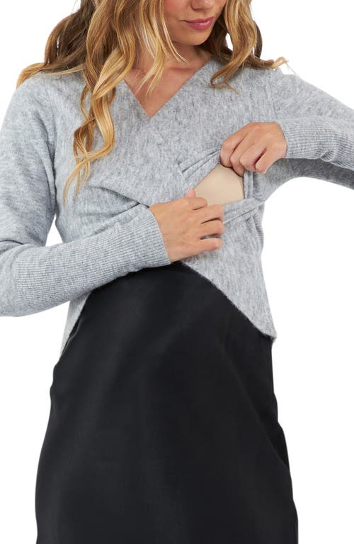 Shop Ripe Maternity Willa Maternity/nursing Sweater In Silver Marle