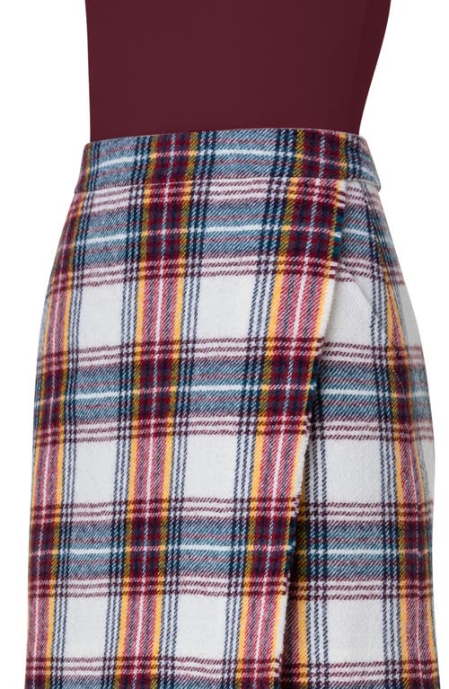 Akris Punto Tartan Plaid Virgin Wool Flannel Skirt In Grey/white Multi