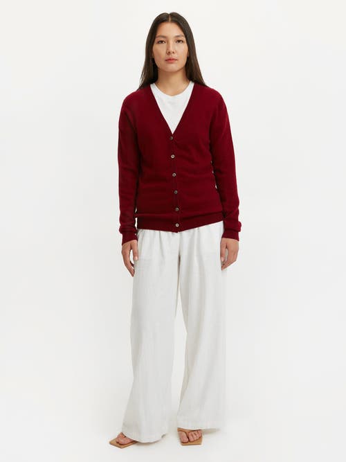 Shop Gobi Cashmere V-neck Cardigan In Bordeaux