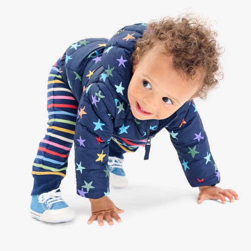 Primary Baby Lightweight Puffer Jacket In Rainbow Confetti Stars In Navy Confetti Stars