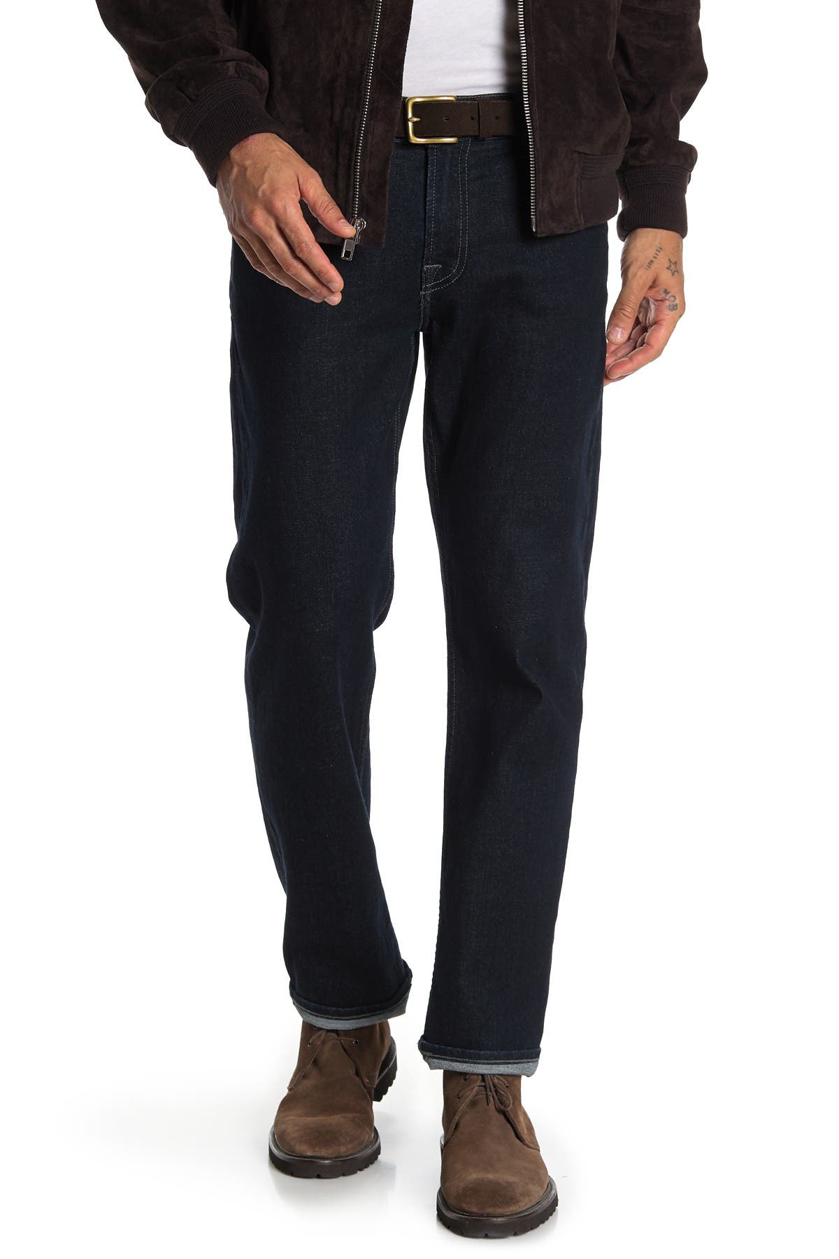 7 For All Mankind Standard Luxe Active Straight Jeans In Dark Blue2