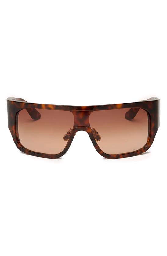 Shop Dezi Blockedt 125mm Oversize Shield Sunglasses In Fiery Tortoise / Sienna Faded