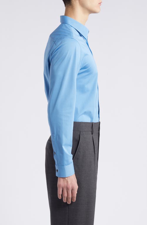 Shop Theory Sylvain Nd Structure Knit Button-up Shirt In Powder Blue