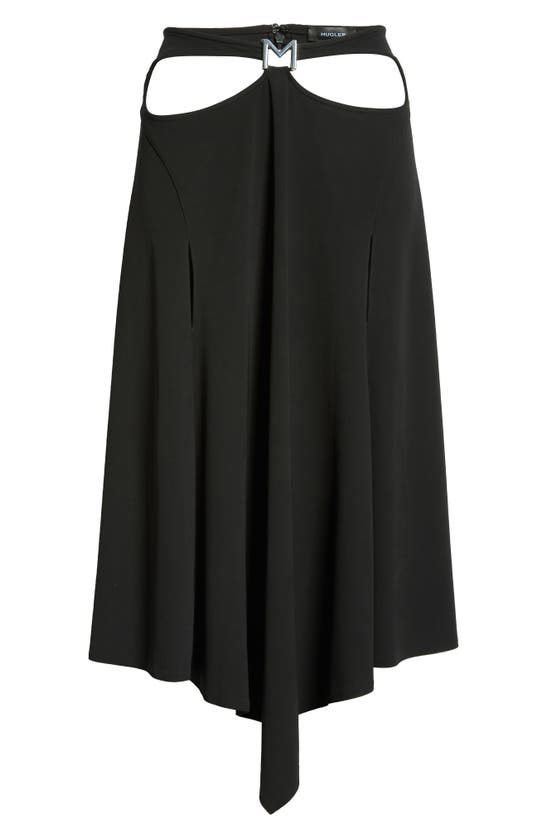 Mugler M Cutout Midi Skirt In Black