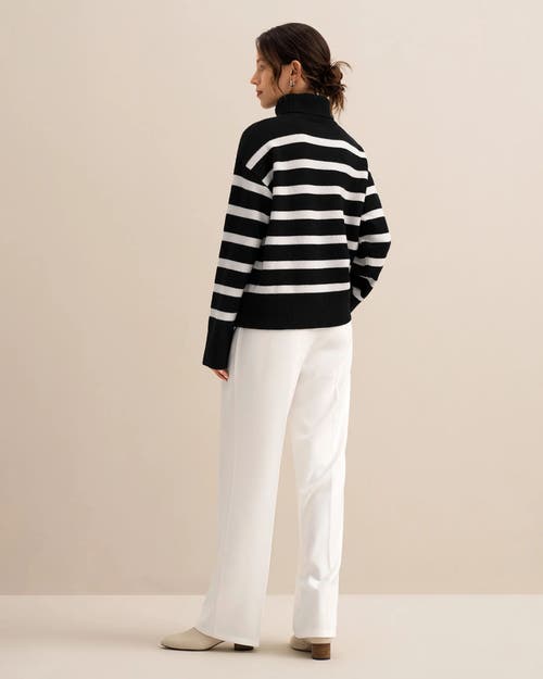 Lilysilk The Tarra Stripe Sweater In Black