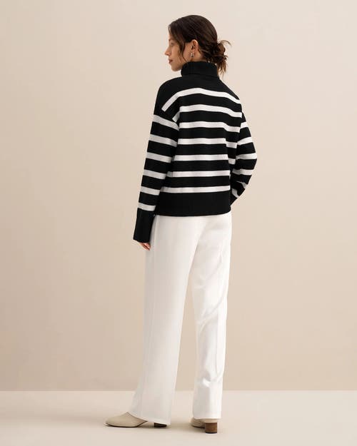 Shop Lilysilk The Tarra Stripe Sweater In Black