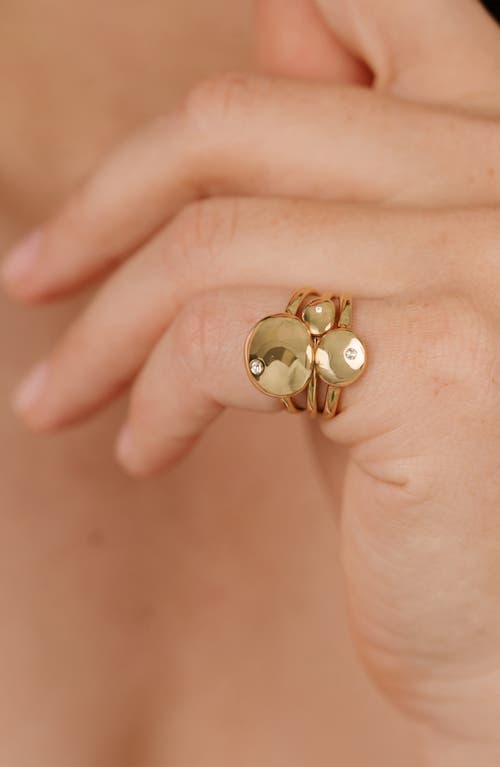 Shop Ettika Set Of 3 Polished Pebble Stackable Rings In Gold