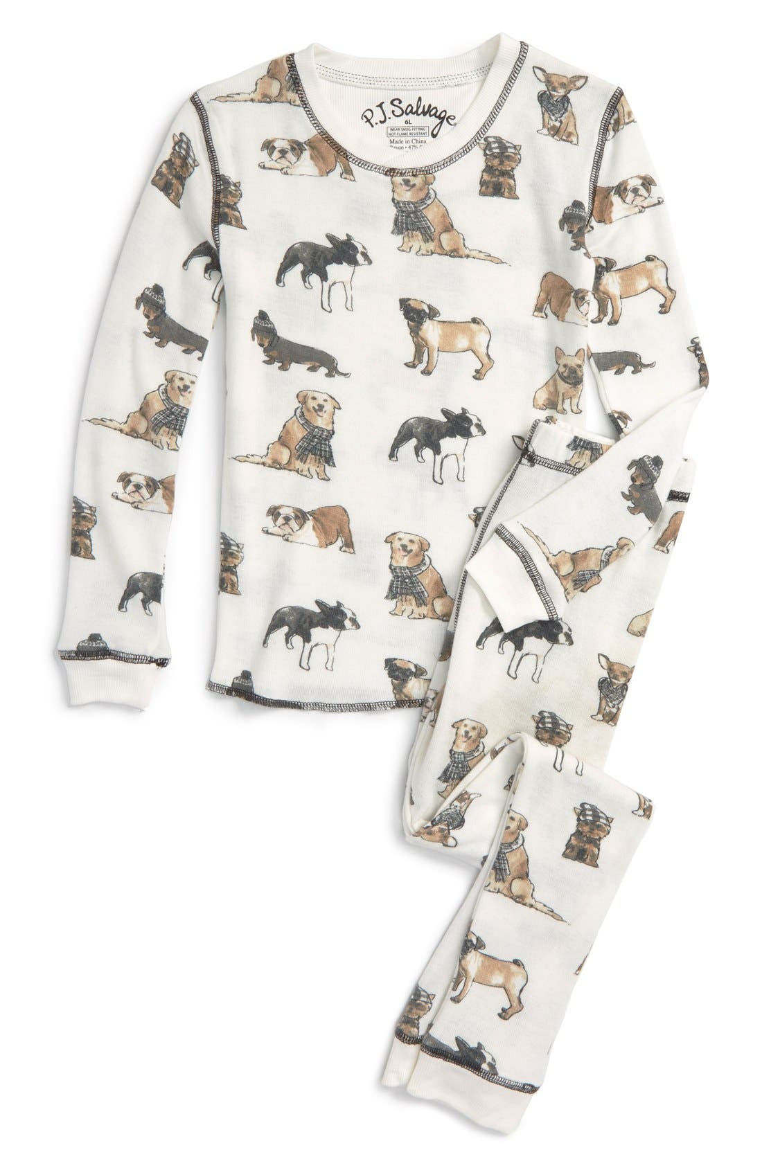 PJ Salvage 'Cool Dogs' Fitted TwoPiece Pajamas (Toddler Girls & Little