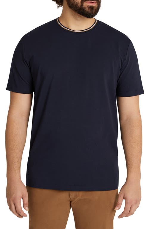 Amon Smart Tipped Cotton T-Shirt in Navy