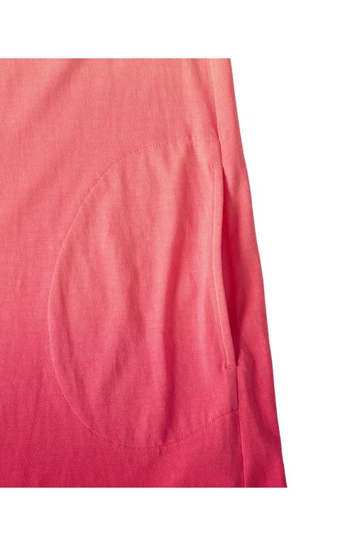 Shop Lands' End Cotton Jersey Long Sleeve Hooded Swim Cover-up Dress In Coral Rose Ombre