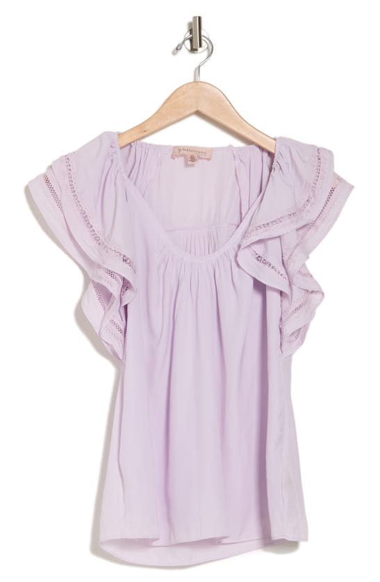 Shop Muse Flutter Sleeve Top In Lilac