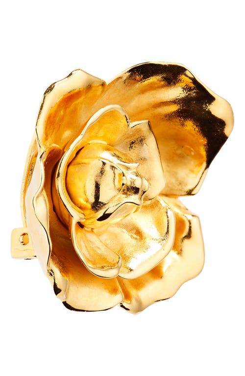 Shop Oscar De La Renta Gardenia Clip-on Earrings In Gold