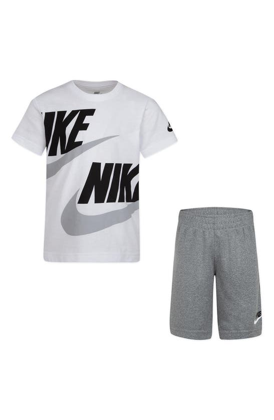 Shop Nike Kids' Futura Performance Graphic T-shirt & Shorts Set In Carbon Heather