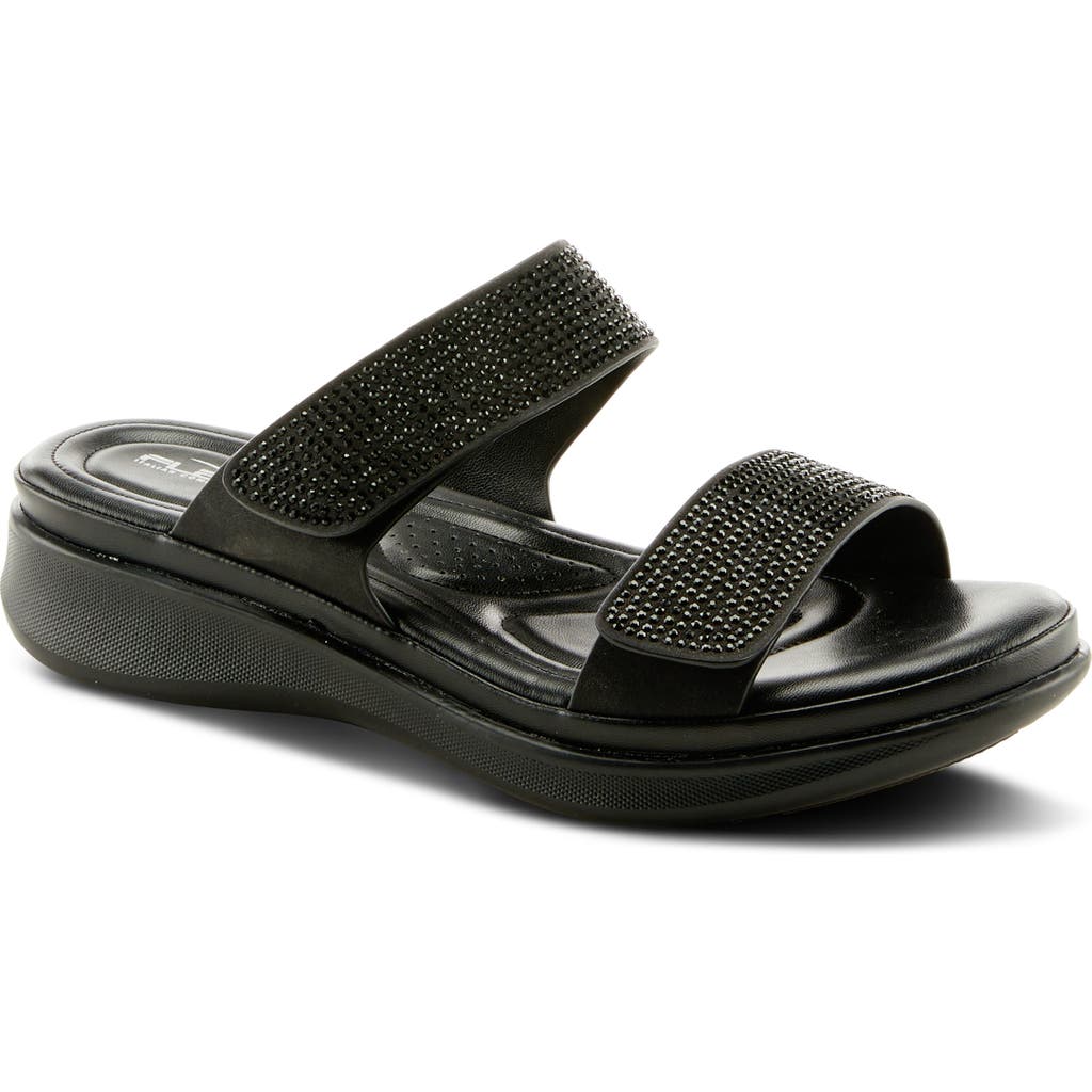 Flexus By Spring Step Bling Slide Sandal In Black