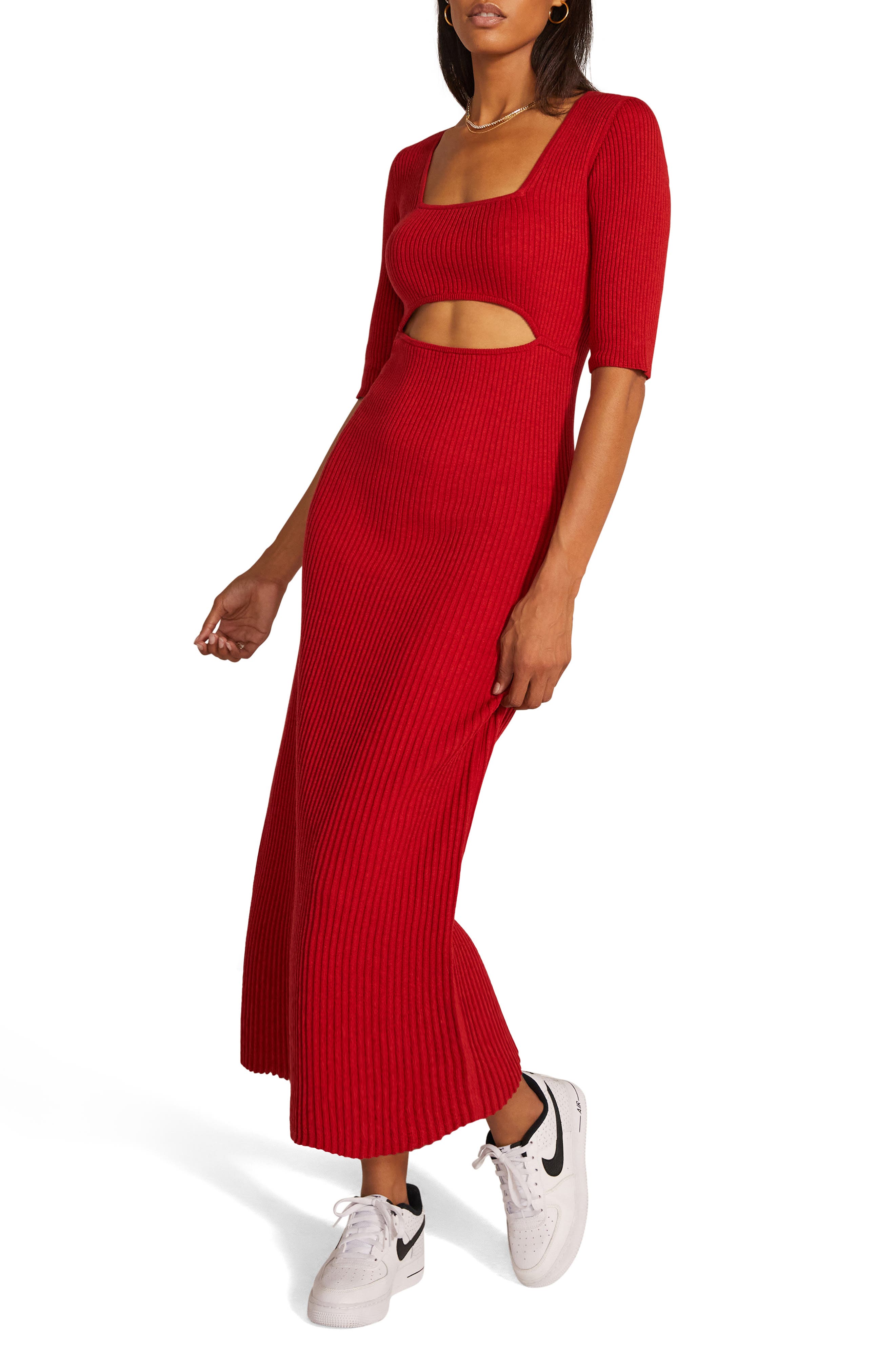 Cotton Blend Rib Sweater Dress | Nordstrom