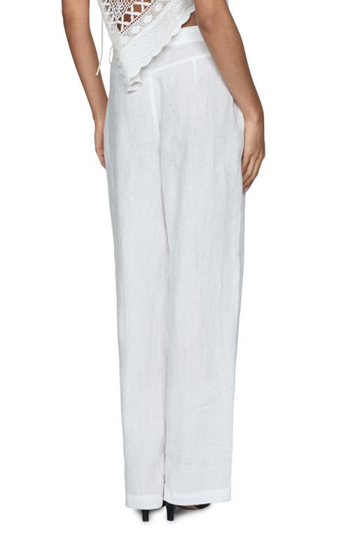 Mango Linen Pants In White