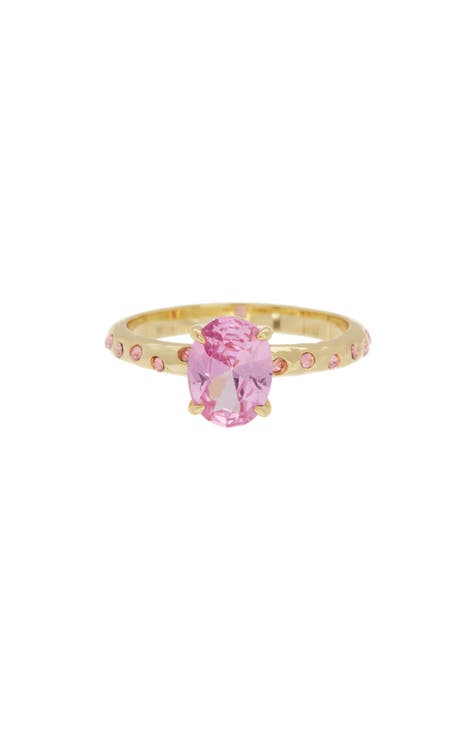 Pink Oval CZ Ring