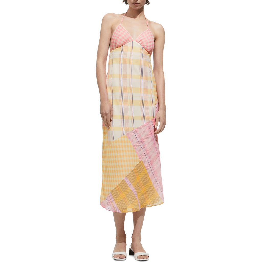 MANGO MANGO MIXED PRINT HALTER DRESS