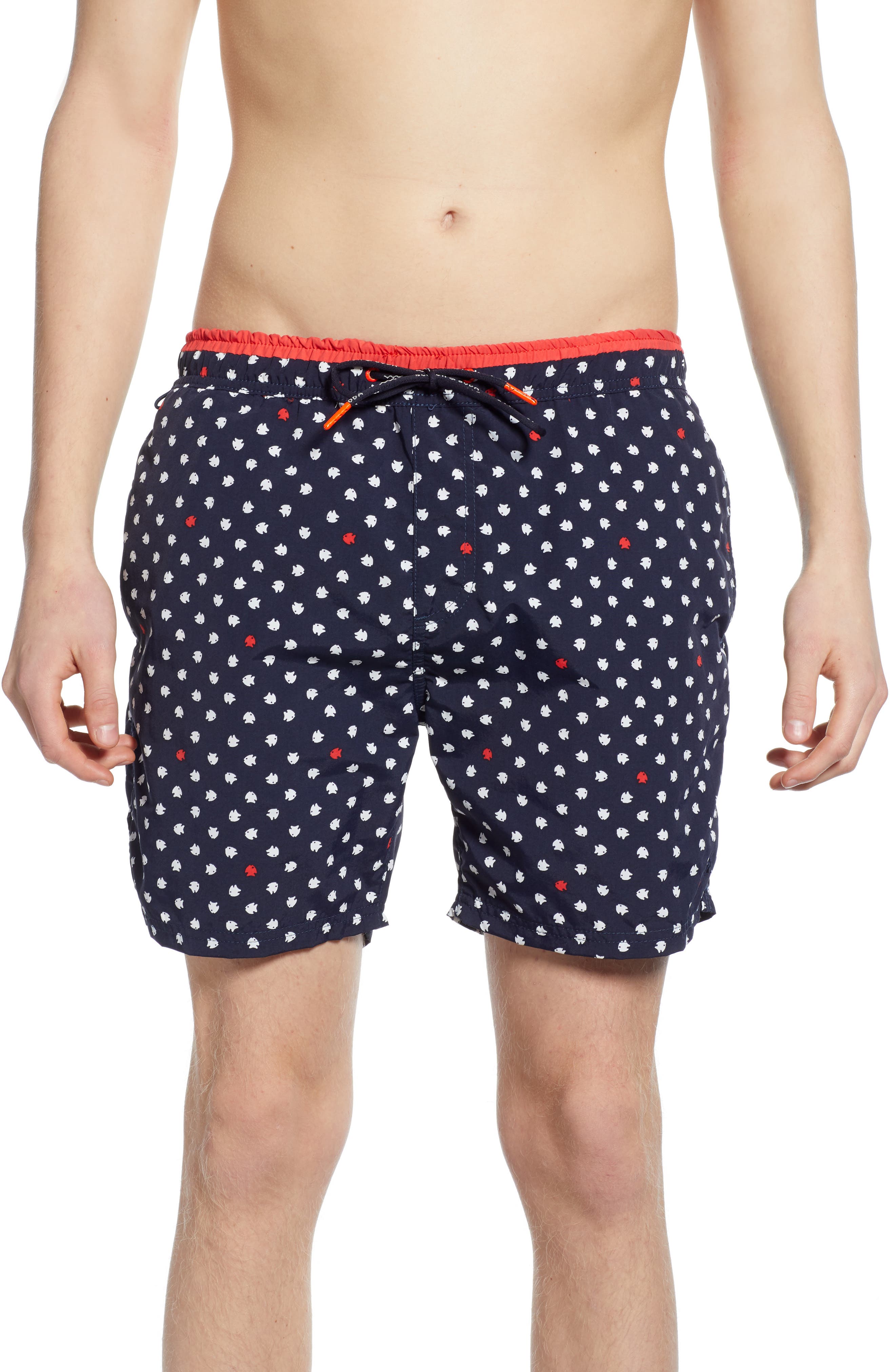 Scotch & Soda Print Swim Trunks, Blue