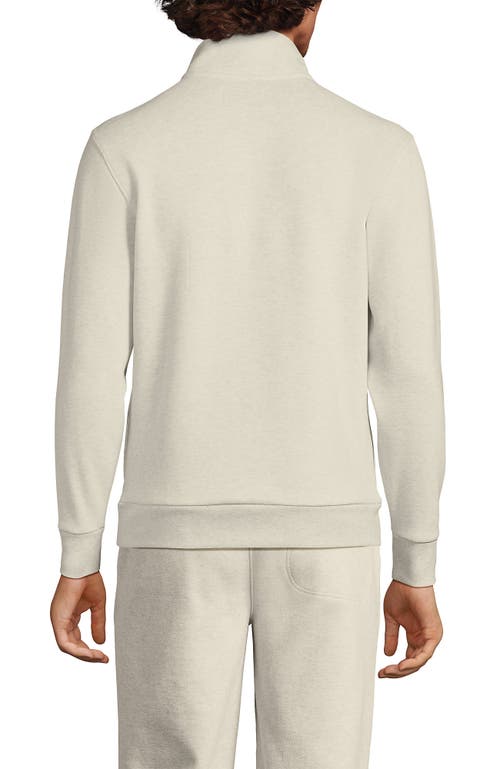 Shop Lands' End Long Sleeve Serious Sweats Half Zip Mock Sweatshirt In Flax Heather