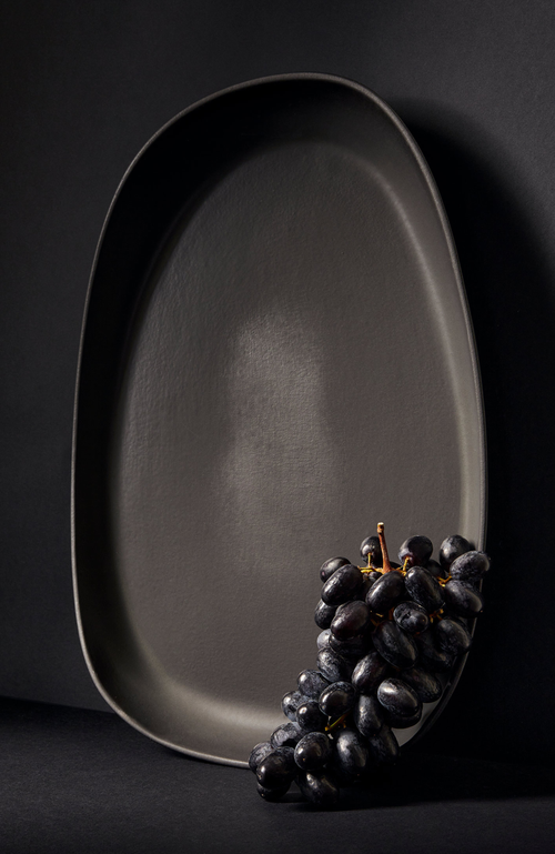 Shop Gharyan Stoneware Stoneware Long Serving Platter In Black