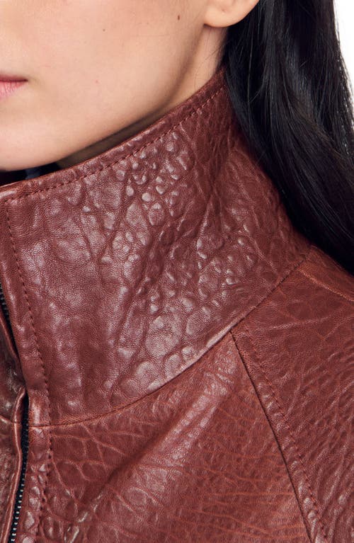 Sandro Jordan Leather Jacket In Bordeaux