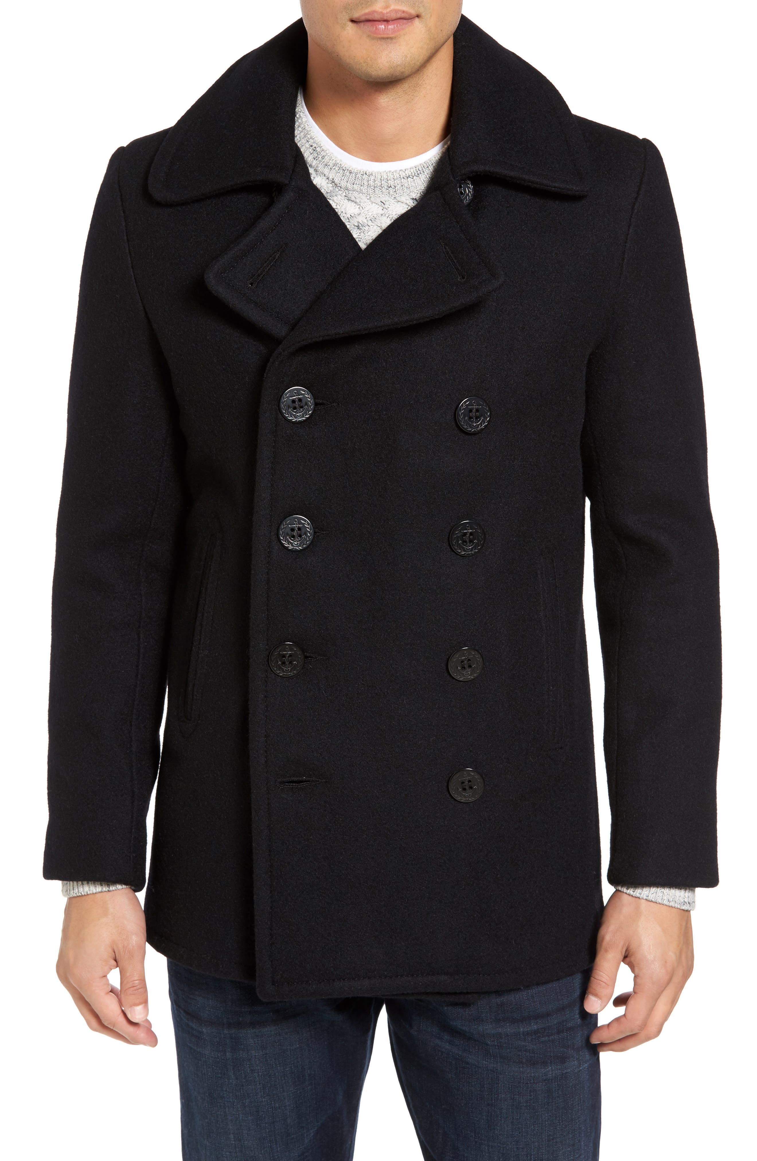 schott single breasted pea coat