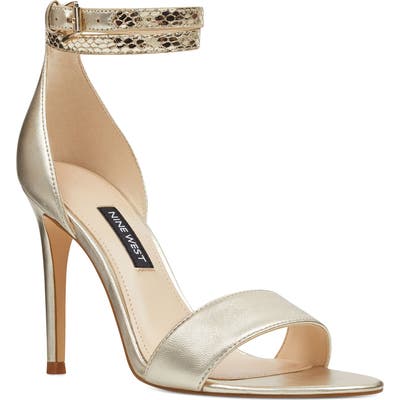 Nine West Nika Ankle Strap Sandal- Metallic